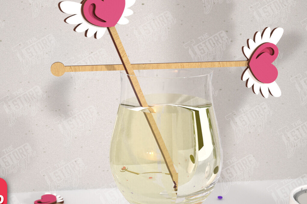 Σετ των 2 Intra απο ξύλο plywood 3mm-4mm πάχος – Αναδευτήρες ποτών για την ημέρα του Αγίου Βαλεντίνου | CNC Δίασταση  20x20 cm INTRAFABR-110327580