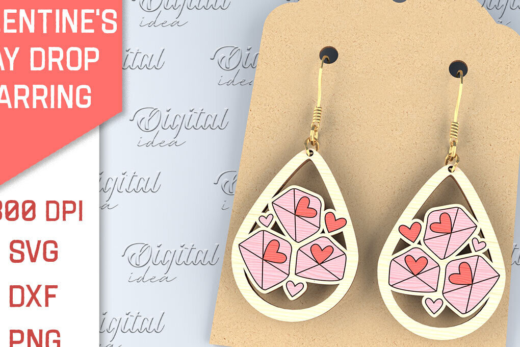 Σετ των 3 Intra απο ξύλο plywood 3mm-4mm πάχος – Σκουλαρίκια για την Ημέρα του Αγίου Βαλεντίνου Δίασταση  5x5 cm INTRAFABR-87753319