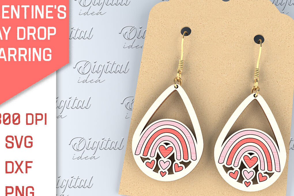 Σετ των 3 Intra απο ξύλο plywood 3mm-4mm πάχος – Σκουλαρίκια για την Ημέρα του Αγίου Βαλεντίνου Δίασταση  5x5 cm INTRAFABR-87753352