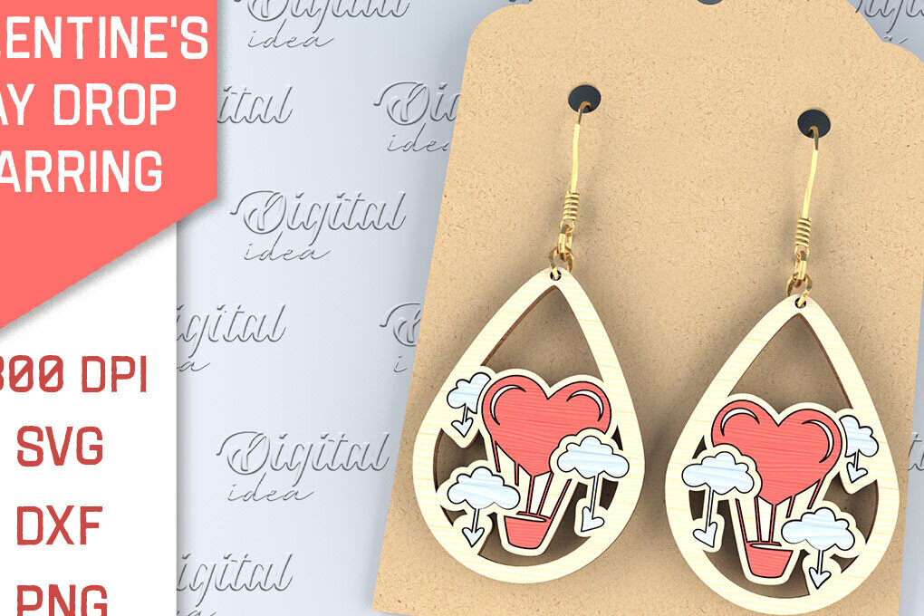 Σετ των 3 Intra απο ξύλο plywood 3mm-4mm πάχος – Σκουλαρίκια για την Ημέρα του Αγίου Βαλεντίνου Δίασταση  5x5 cm INTRAFABR-87753443