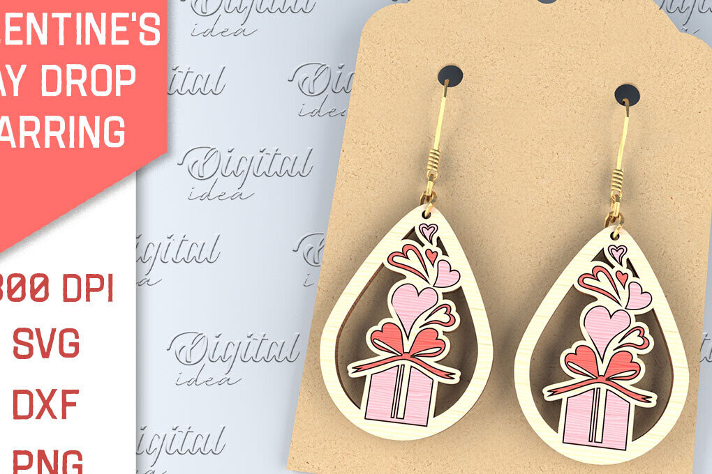 Σετ των 3 Intra απο ξύλο plywood 3mm-4mm πάχος – Σκουλαρίκια για την Ημέρα του Αγίου Βαλεντίνου Δίασταση  5x5 cm INTRAFABR-87753660