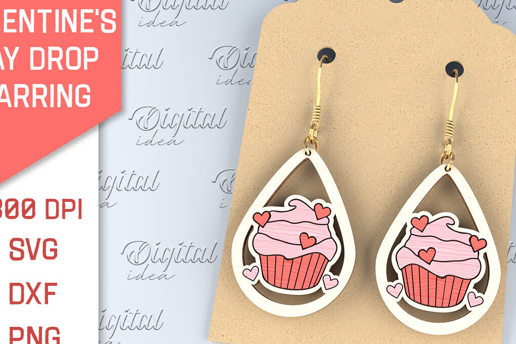 Σετ των 3 Intra απο ξύλο plywood 3mm-4mm πάχος – Σκουλαρίκια για την Ημέρα του Αγίου Βαλεντίνου Δίασταση  5x5 cm INTRAFABR-87753723