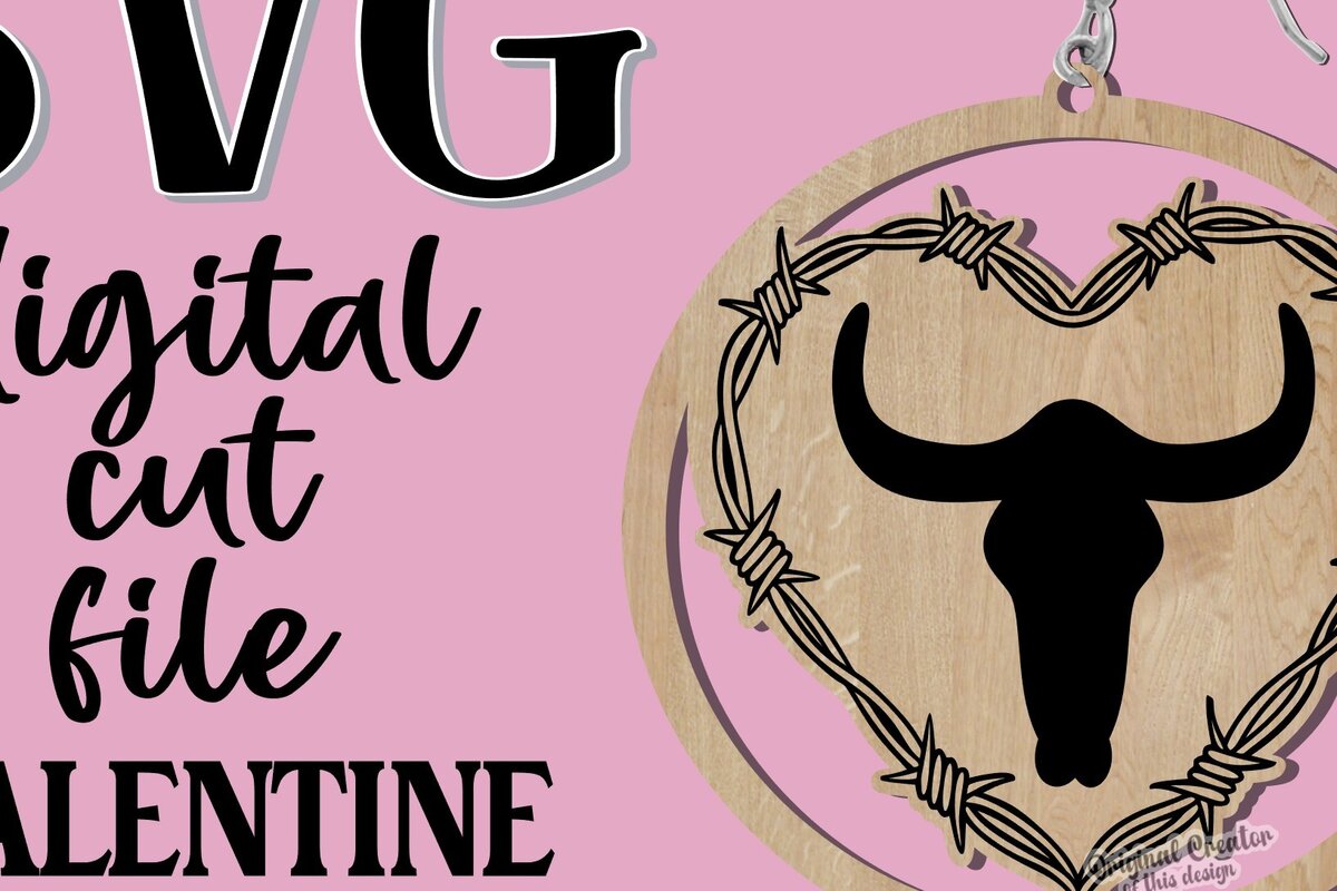 Σετ των 3 Intra απο ξύλο plywood 3mm-4mm πάχος – Σκουλαρίκια για την Ημέρα του Αγίου Βαλεντίνου Heart Cow Δίασταση  5x5 cm INTRAFABR-55459327