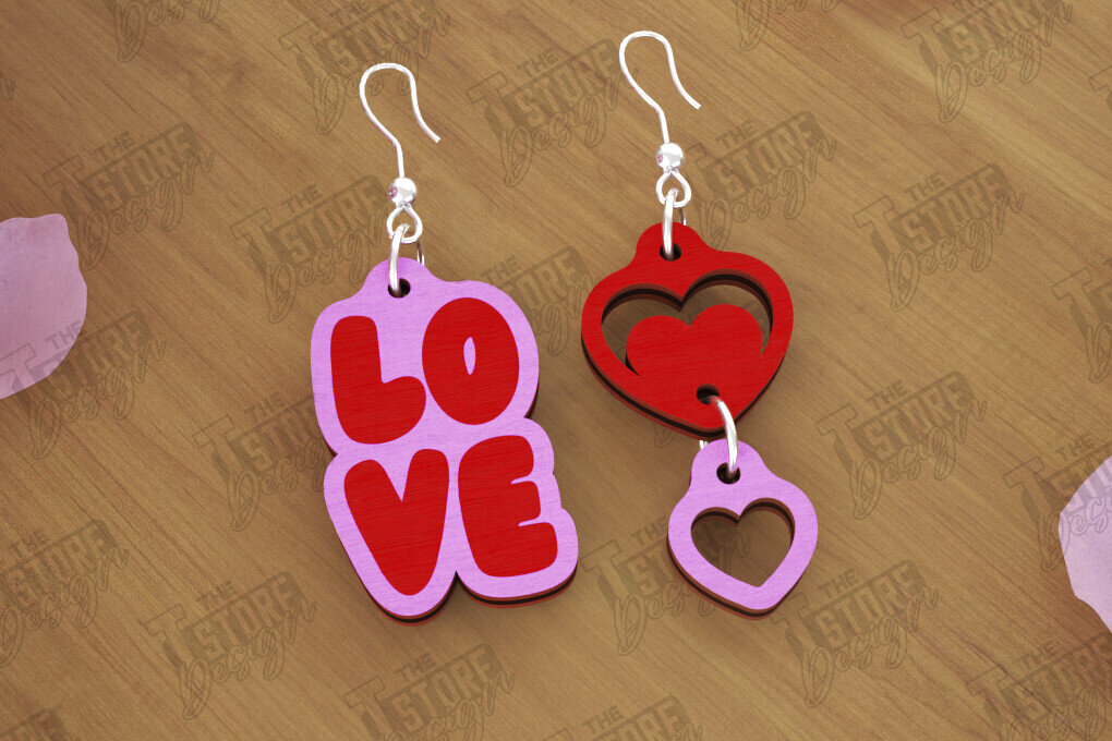 Σετ των 3 Intra απο ξύλο plywood 3mm-4mm πάχος – Σκουλαρίκια του Αγίου Βαλεντίνου | Αξεσουάρ Δίασταση  5x5 cm INTRAFABR-112528217