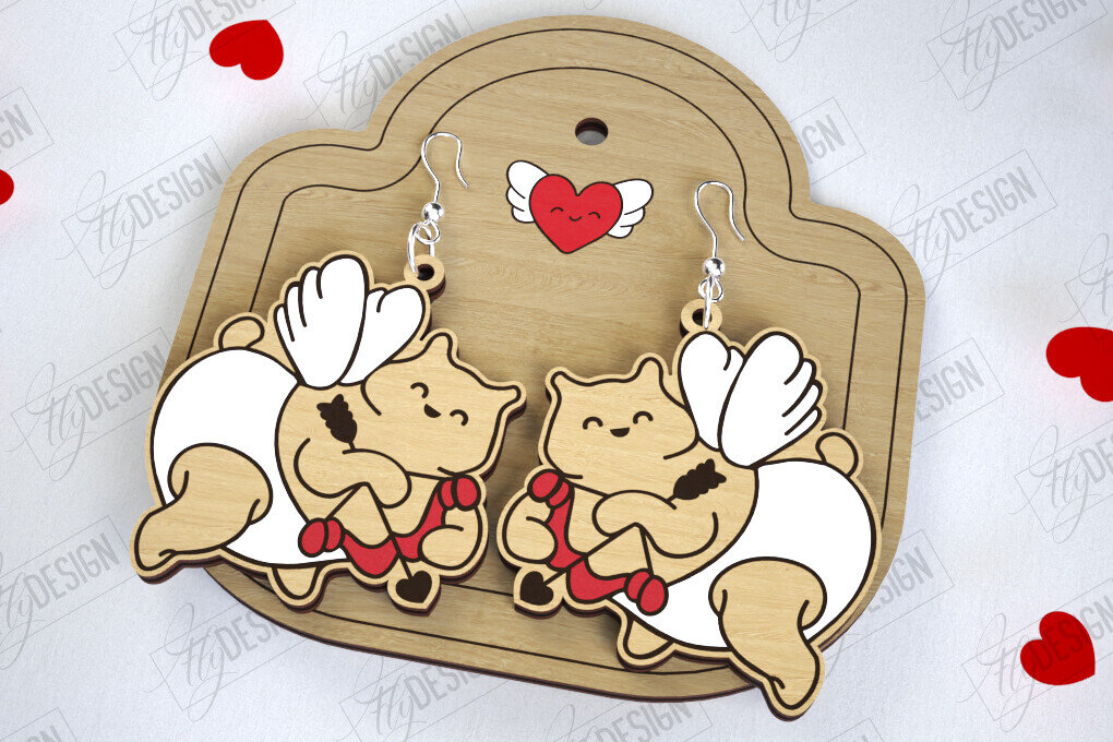 Σετ των 3 Intra απο ξύλο plywood 3mm-4mm πάχος – Σκουλαρίκια του Αγίου Βαλεντίνου | Αξεσουάρ Δίασταση  5x5 cm INTRAFABR-113775864