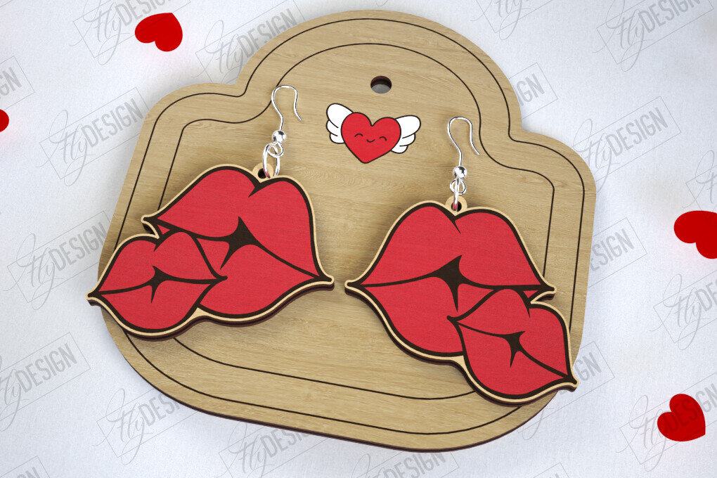 Σετ των 3 Intra απο ξύλο plywood 3mm-4mm πάχος – Σκουλαρίκια του Αγίου Βαλεντίνου | Αξεσουάρ Δίασταση  5x5 cm INTRAFABR-113775870