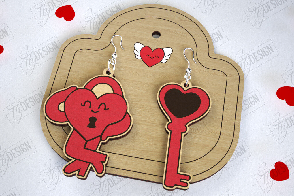 Σετ των 3 Intra απο ξύλο plywood 3mm-4mm πάχος – Σκουλαρίκια του Αγίου Βαλεντίνου | Αξεσουάρ Δίασταση  5x5 cm INTRAFABR-113775896