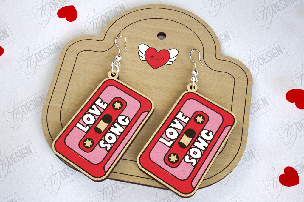 Σετ των 3 Intra απο ξύλο plywood 3mm-4mm πάχος – Σκουλαρίκια του Αγίου Βαλεντίνου | Αξεσουάρ Δίασταση  5x5 cm INTRAFABR-113775902