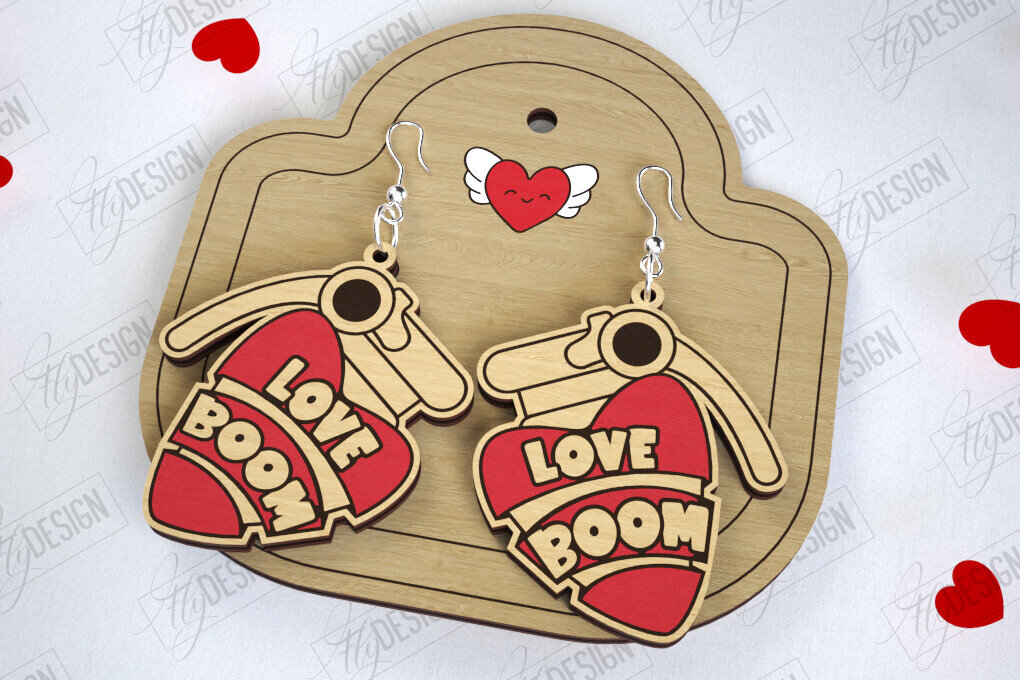 Σετ των 3 Intra απο ξύλο plywood 3mm-4mm πάχος – Σκουλαρίκια του Αγίου Βαλεντίνου | Αξεσουάρ Δίασταση  5x5 cm INTRAFABR-113775924