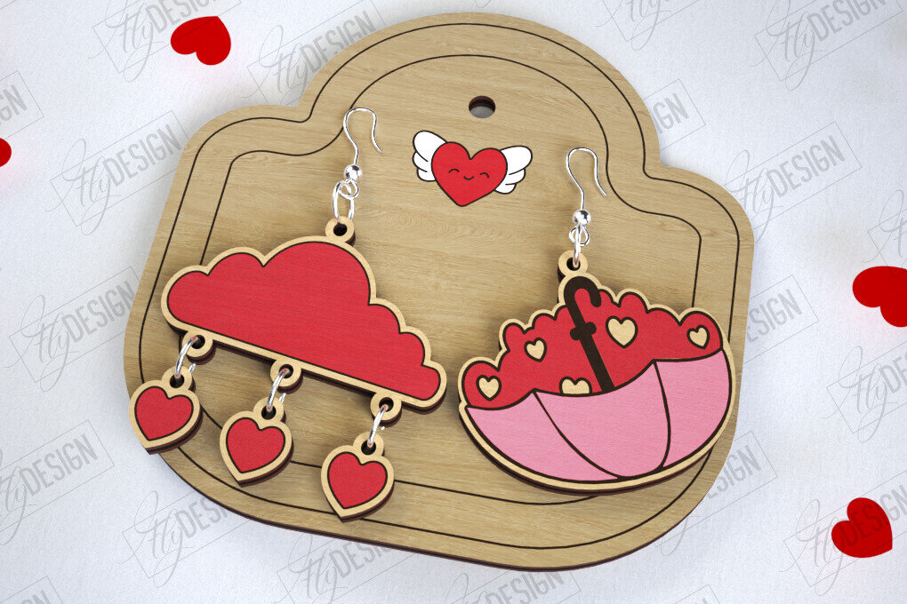 Σετ των 3 Intra απο ξύλο plywood 3mm-4mm πάχος – Σκουλαρίκια του Αγίου Βαλεντίνου | Αξεσουάρ Δίασταση  5x5 cm INTRAFABR-113775927