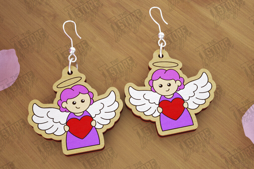 Σετ των 3 Intra απο ξύλο plywood 3mm-4mm πάχος – Σκουλαρίκια του Αγίου Βαλεντίνου | Αξεσουάρ Δίασταση  5x5 cm INTRAFABR-112528187