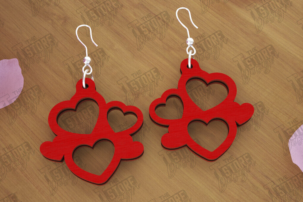 Σετ των 3 Intra απο ξύλο plywood 3mm-4mm πάχος – Σκουλαρίκια του Αγίου Βαλεντίνου | Αξεσουάρ Δίασταση  5x5 cm INTRAFABR-112528205