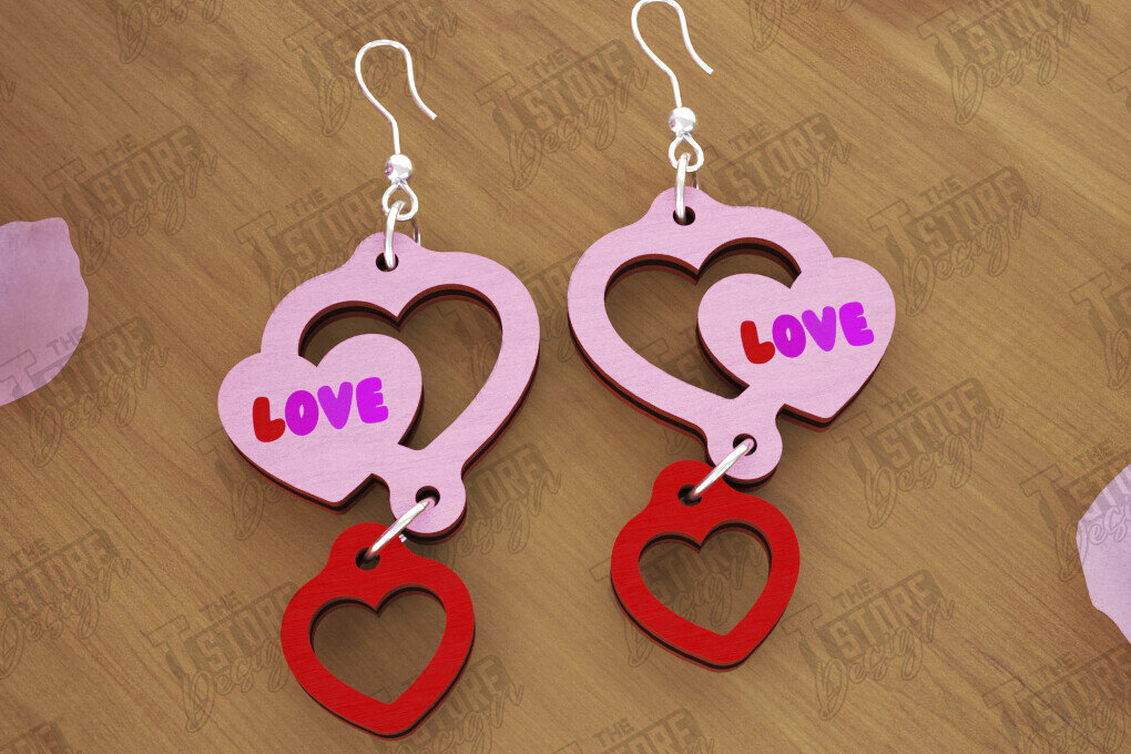 Σετ των 3 Intra απο ξύλο plywood 3mm-4mm πάχος – Σκουλαρίκια του Αγίου Βαλεντίνου | Αξεσουάρ Δίασταση  5x5 cm INTRAFABR-112528208