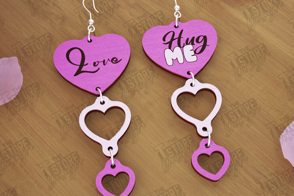 Σετ των 3 Intra απο ξύλο plywood 3mm-4mm πάχος – Σκουλαρίκια του Αγίου Βαλεντίνου | Αξεσουάρ Δίασταση  5x5 cm INTRAFABR-112528213