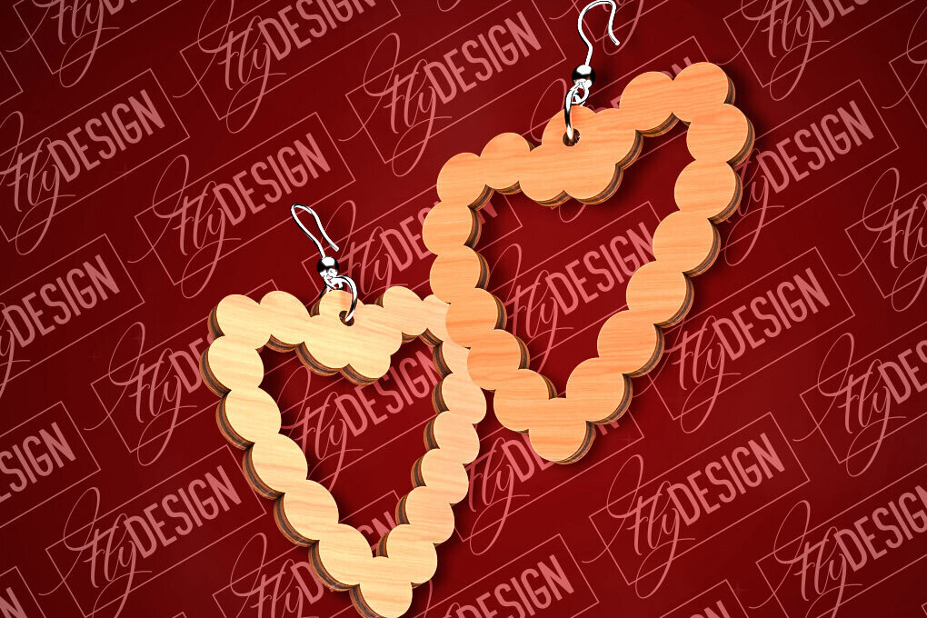 Σετ των 3 Intra απο ξύλο plywood 3mm-4mm πάχος – Σκουλαρίκια του Αγίου Βαλεντίνου | CNC Δίασταση  5x5 cm INTRAFABR-89110768