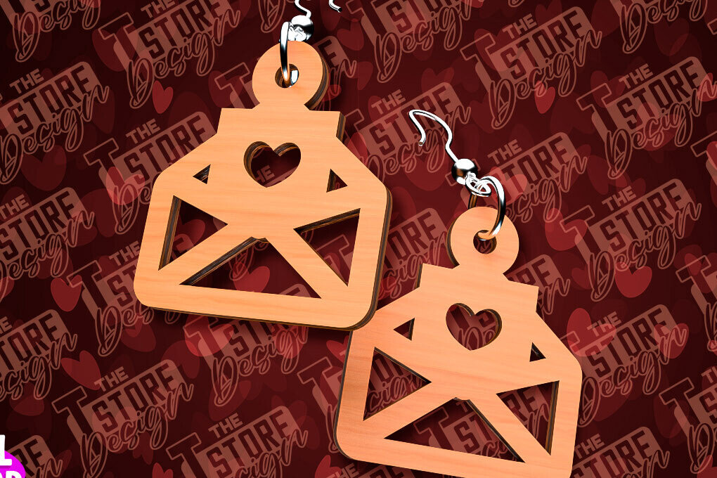 Σετ των 3 Intra απο ξύλο plywood 3mm-4mm πάχος – Σκουλαρίκια για την Ημέρα του Αγίου Βαλεντίνου με Δίασταση  5x5 cm INTRAFABR-90419714