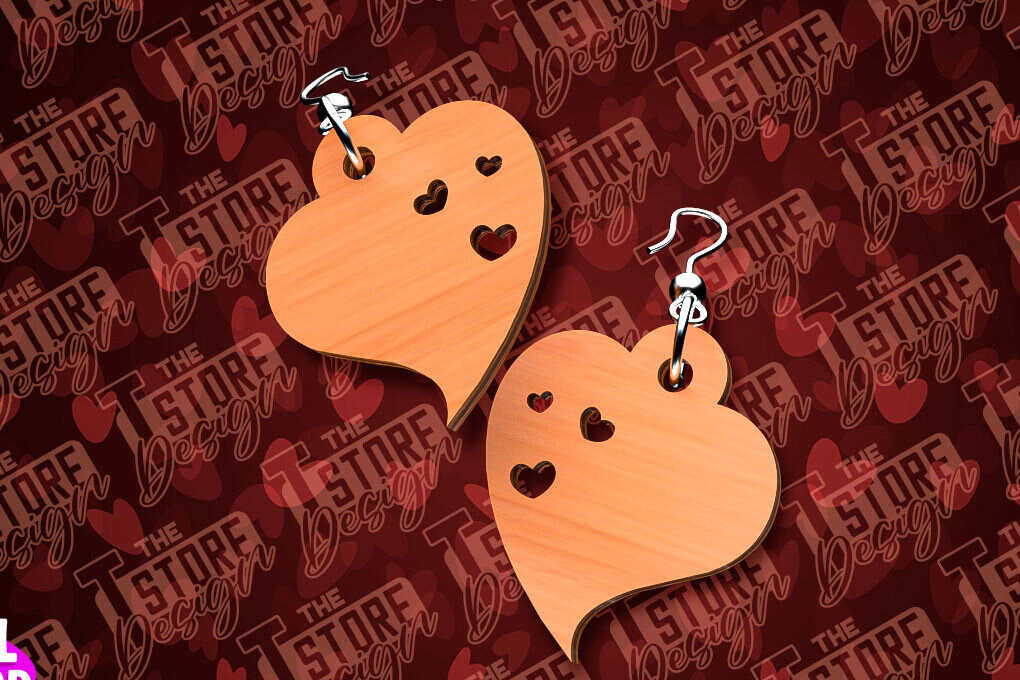 Σετ των 3 Intra απο ξύλο plywood 3mm-4mm πάχος – Σκουλαρίκια για την Ημέρα του Αγίου Βαλεντίνου με Δίασταση  5x5 cm INTRAFABR-90419806