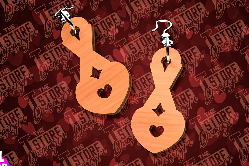 Σετ των 3 Intra απο ξύλο plywood 3mm-4mm πάχος – Σκουλαρίκια για την Ημέρα του Αγίου Βαλεντίνου με Δίασταση  5x5 cm INTRAFABR-90419854