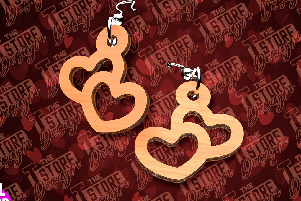 Σετ των 3 Intra απο ξύλο plywood 3mm-4mm πάχος – Σκουλαρίκια για την Ημέρα του Αγίου Βαλεντίνου με Δίασταση  5x5 cm INTRAFABR-90419522