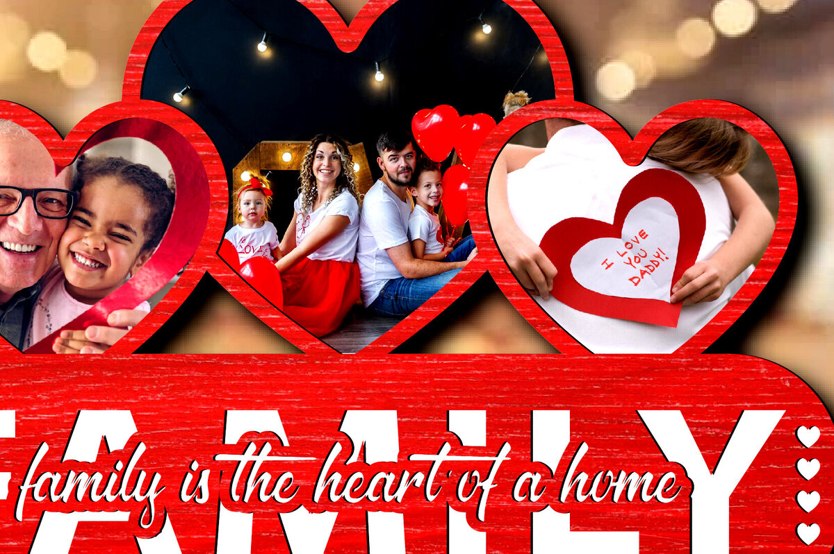 Σετ των 2 Intra απο ξύλο plywood 3mm-4mm πάχος – Κορνίζα φωτογραφιών οικογενειακό σημάδι ημέρας του Αγίου Βαλεντίνου Δίασταση  20x20 cm INTRAFABR-88126027