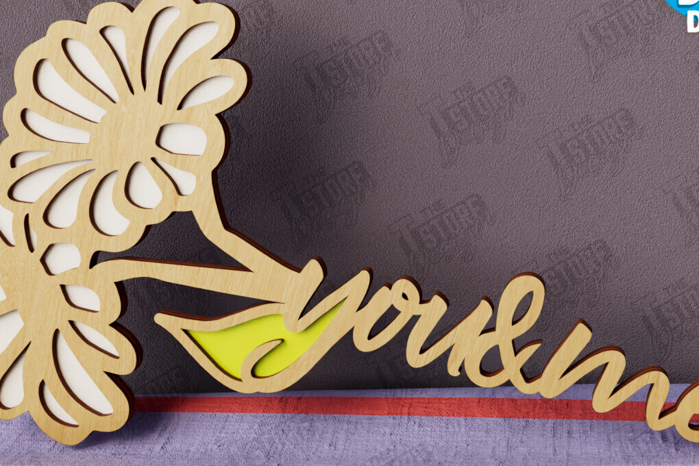 Σετ των 2 Intra απο ξύλο plywood 3mm-4mm πάχος – Λουλούδια του Αγίου Βαλεντίνου | Ρομαντικό δώρο Δίασταση  20x20 cm INTRAFABR-112499439