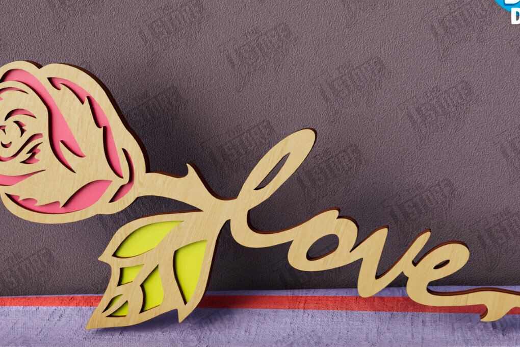 Σετ των 2 Intra απο ξύλο plywood 3mm-4mm πάχος – Λουλούδια του Αγίου Βαλεντίνου | Ρομαντικό δώρο Δίασταση  20x20 cm INTRAFABR-112499449