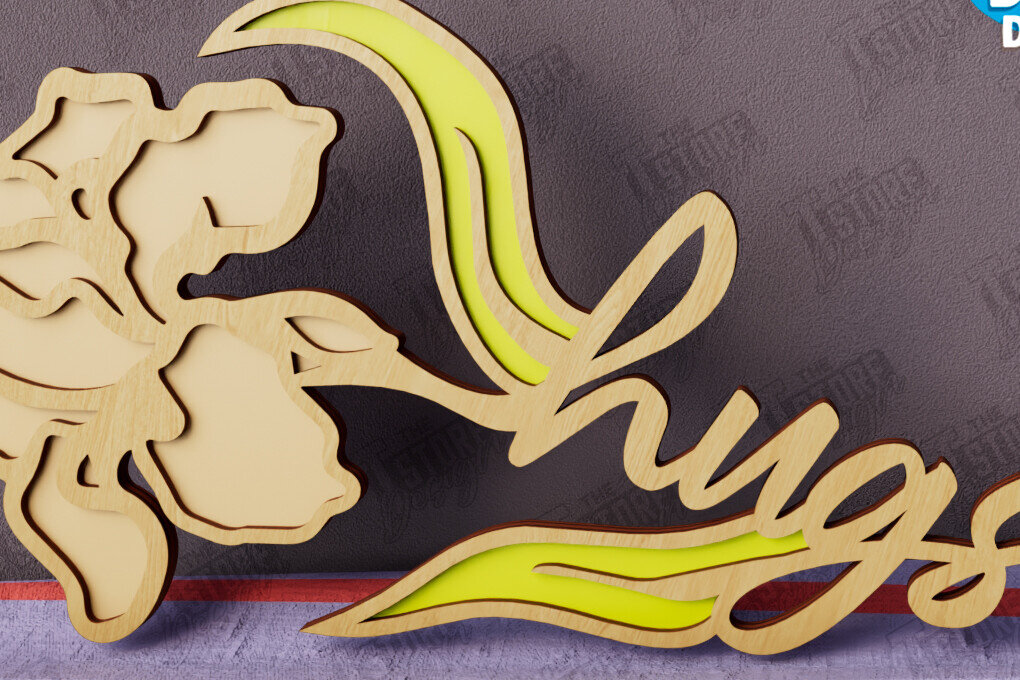 Σετ των 2 Intra απο ξύλο plywood 3mm-4mm πάχος – Λουλούδια του Αγίου Βαλεντίνου | Ρομαντικό δώρο Δίασταση  20x20 cm INTRAFABR-112499473