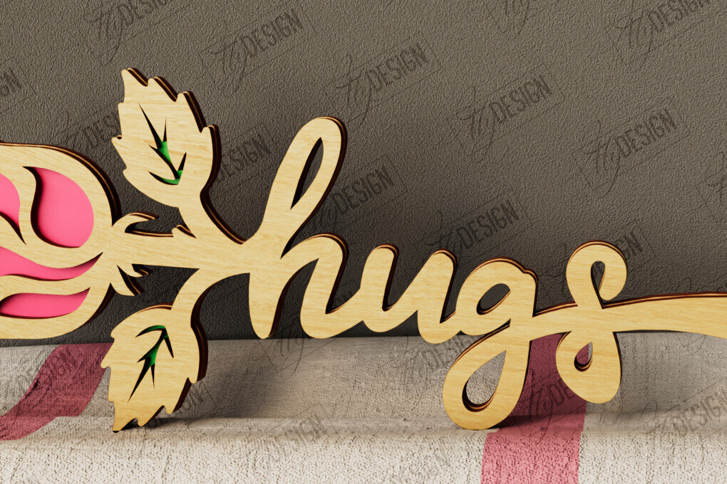 Σετ των 2 Intra απο ξύλο plywood 3mm-4mm πάχος – Λουλούδια του Αγίου Βαλεντίνου | Ρομαντικό δώρο Δίασταση  20x20 cm INTRAFABR-111866169