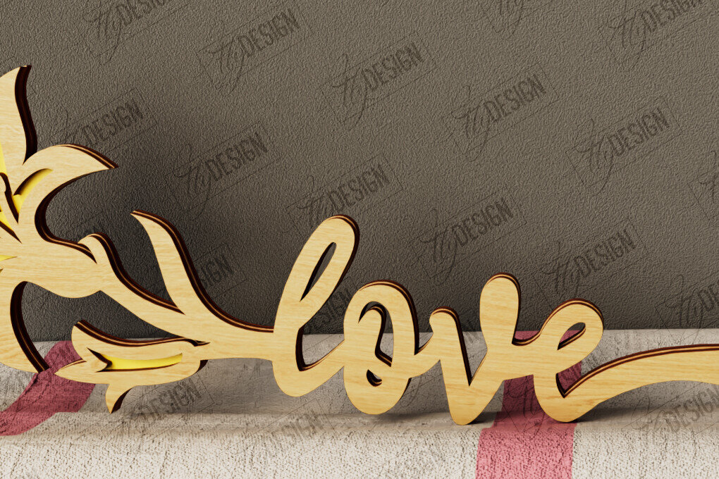 Σετ των 2 Intra απο ξύλο plywood 3mm-4mm πάχος – Λουλούδια του Αγίου Βαλεντίνου | Ρομαντικό δώρο Δίασταση  20x20 cm INTRAFABR-111866202