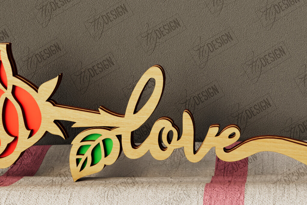 Σετ των 2 Intra απο ξύλο plywood 3mm-4mm πάχος – Λουλούδια του Αγίου Βαλεντίνου | Ρομαντικό δώρο Δίασταση  20x20 cm INTRAFABR-111866165