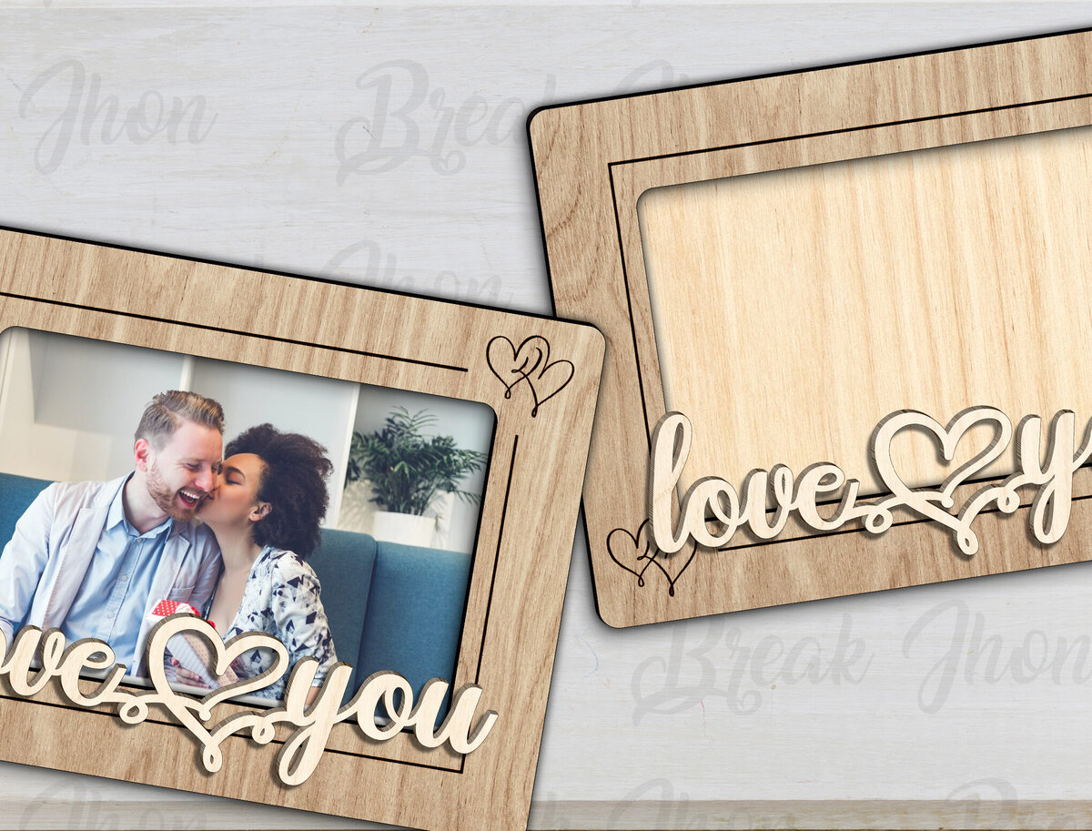 Σετ των 2 Intra απο ξύλο plywood 3mm-4mm πάχος – Κορνίζα φωτογραφιών ψυγείου για την ημέρα του Αγίου Βαλεντίνου Magne Δίασταση  20x20 cm INTRAFABR-114048408