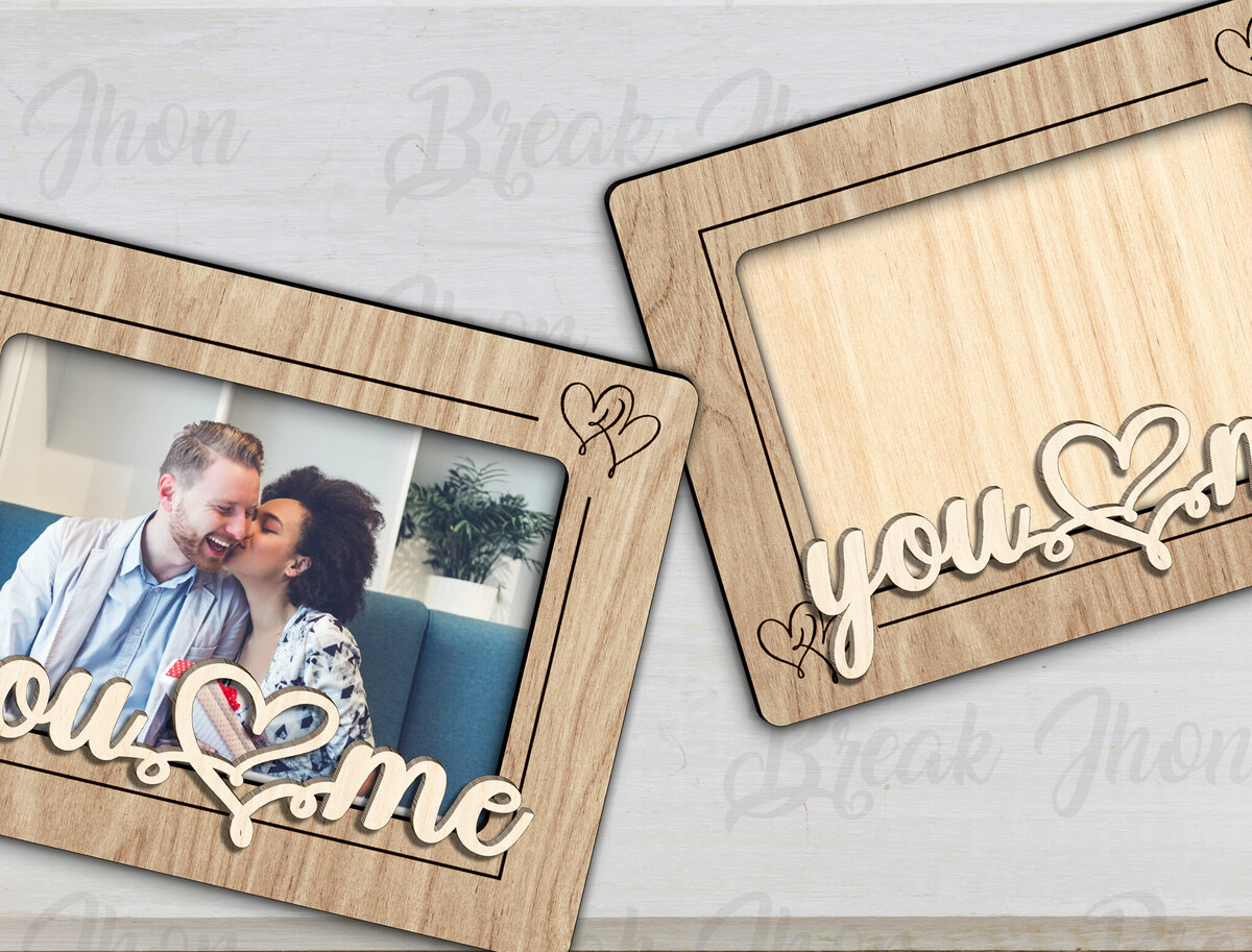 Σετ των 2 Intra απο ξύλο plywood 3mm-4mm πάχος – Κορνίζα φωτογραφιών ψυγείου για την ημέρα του Αγίου Βαλεντίνου Δίασταση  20x20 cm INTRAFABR-114049796