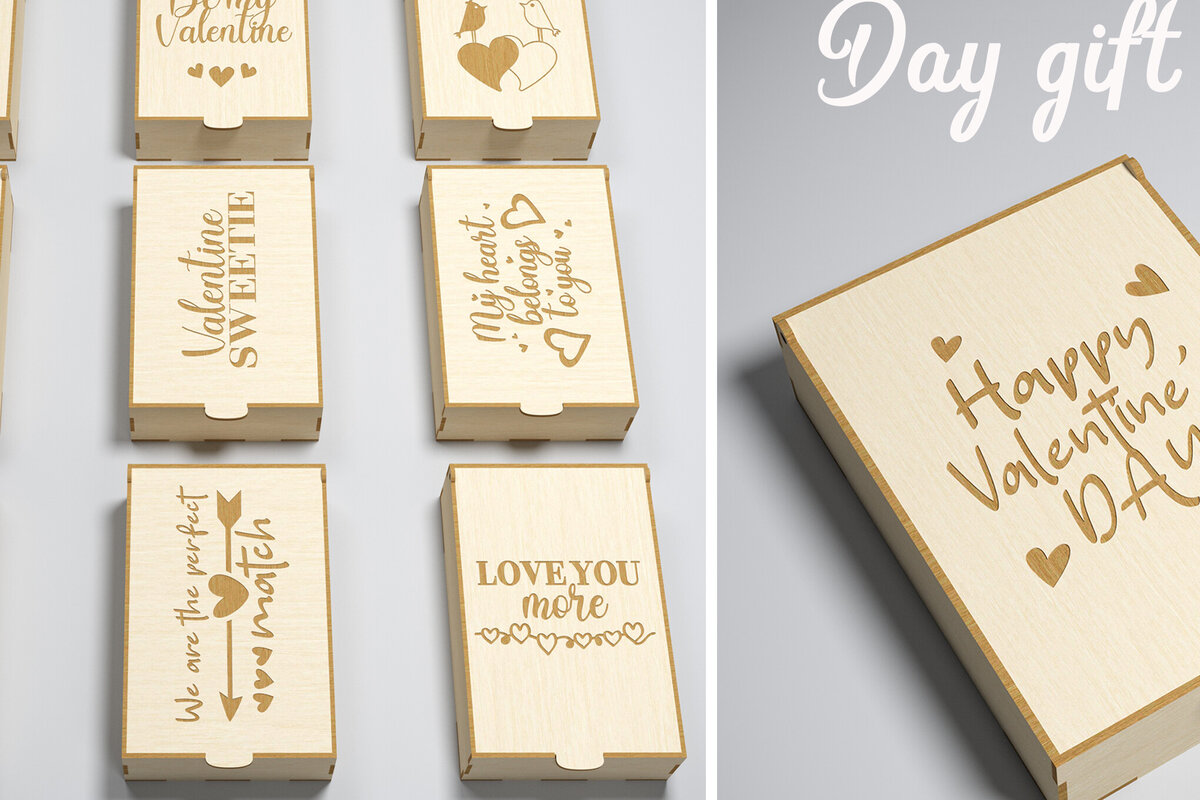 Σετ των 2 Intra απο ξύλο plywood 3mm-4mm πάχος – Πακέτο με κουτιά δώρου για την ημέρα του Αγίου Βαλεντίνου Δίασταση  20x20 cm INTRAFABR-83004262