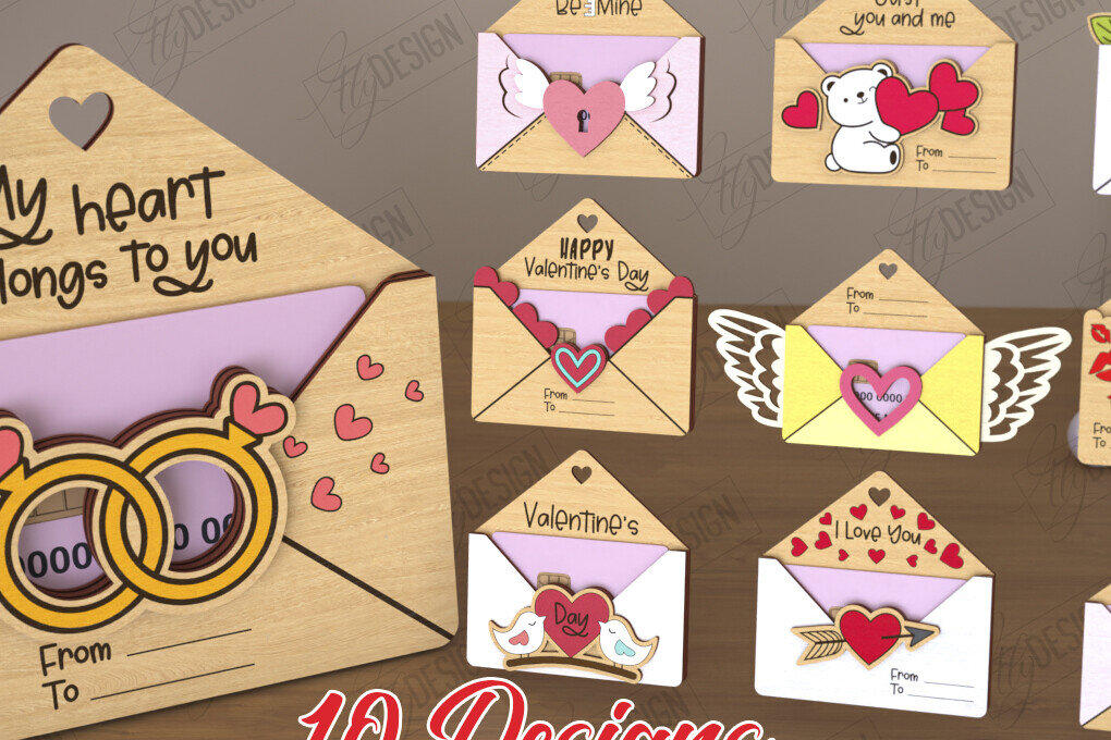 Σετ των 2 Intra απο ξύλο plywood 3mm-4mm πάχος – Πακέτο με δωροκάρτα για την ημέρα του Αγίου Βαλεντίνου Δίασταση  20x20 cm INTRAFABR-110262269