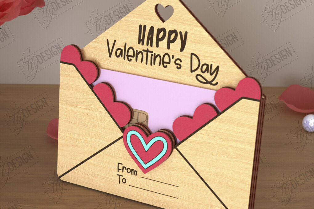 Σετ των 2 Intra απο ξύλο plywood 3mm-4mm πάχος – Κάτοχος δωροκάρτας για την ημέρα του Αγίου Βαλεντίνου | Δώρο Δίασταση  20x20 cm INTRAFABR-110261979