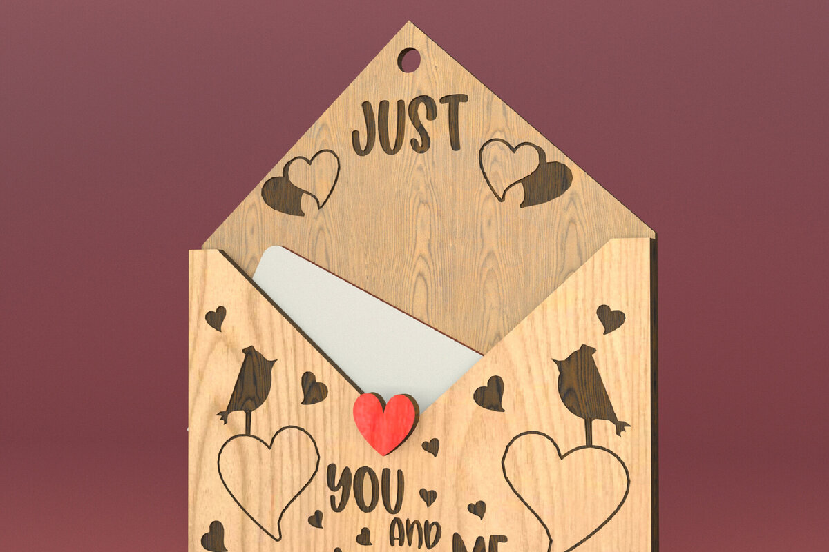 Σετ των 2 Intra απο ξύλο plywood 3mm-4mm πάχος – Δωροθήκη για την ημέρα του Αγίου Βαλεντίνου. Λέιζερ Δίασταση  20x20 cm INTRAFABR-82897678