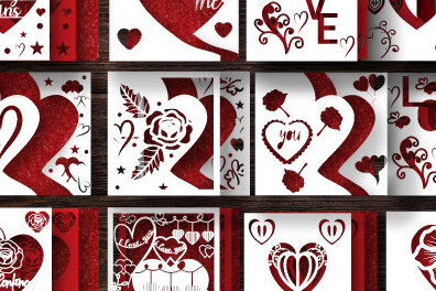 Σετ των 2 Intra απο ξύλο plywood 3mm-4mm πάχος – Δωροκάρτα για την Ημέρα του Αγίου Βαλεντίνου Πακέτο 826 Δίασταση  20x20 cm INTRAFABR-56565978