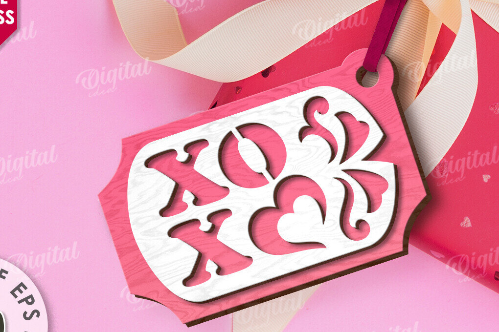 Σετ των 2 Intra απο ξύλο plywood 3mm-4mm πάχος – Ετικέτα δώρου για την ημέρα του Αγίου Βαλεντίνου Δίασταση  20x20 cm INTRAFABR-113335042