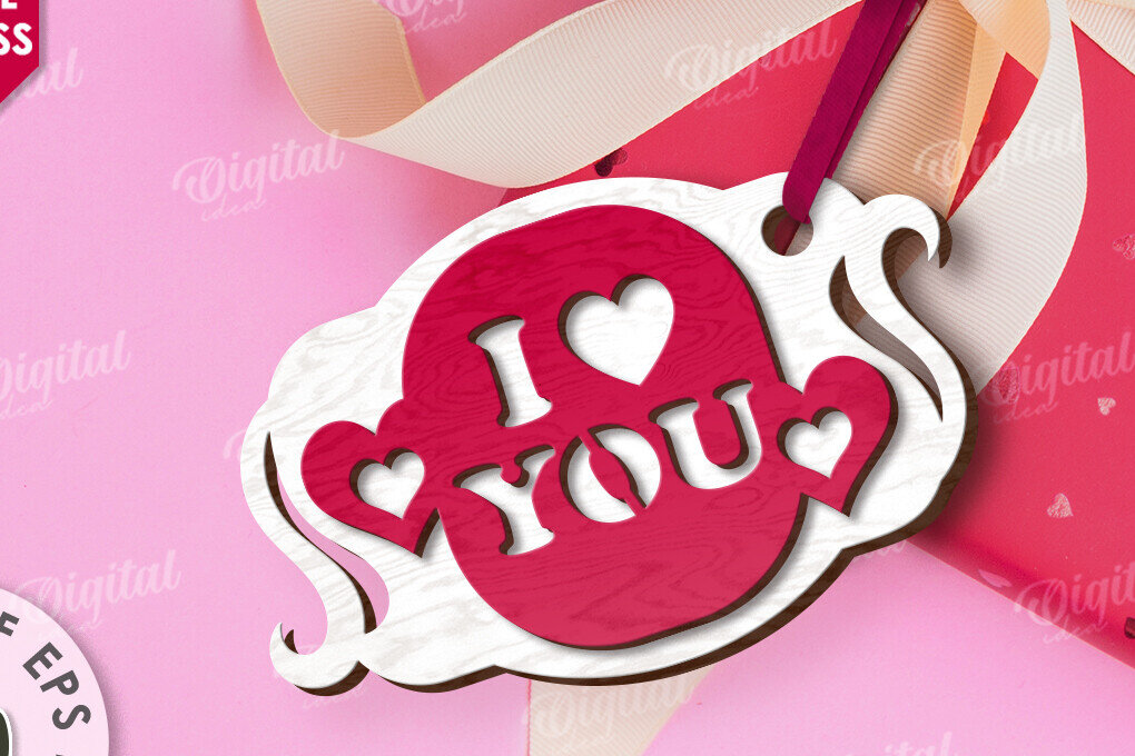 Σετ των 2 Intra απο ξύλο plywood 3mm-4mm πάχος – Ετικέτα δώρου για την ημέρα του Αγίου Βαλεντίνου Δίασταση  20x20 cm INTRAFABR-113335147