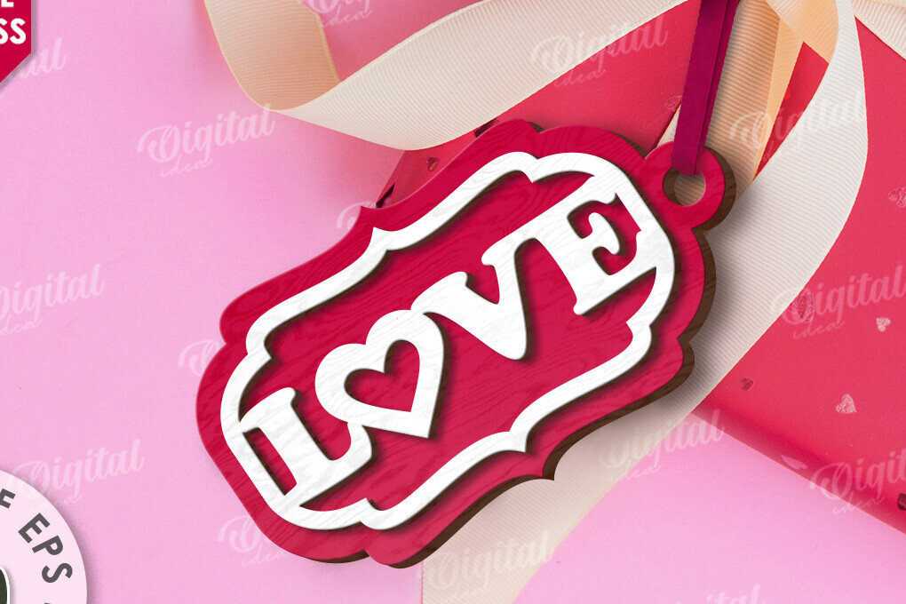 Σετ των 2 Intra απο ξύλο plywood 3mm-4mm πάχος – Ετικέτα δώρου για την ημέρα του Αγίου Βαλεντίνου Δίασταση  20x20 cm INTRAFABR-113335306