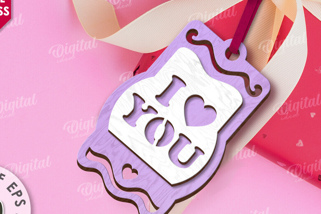 Σετ των 2 Intra απο ξύλο plywood 3mm-4mm πάχος – Ετικέτα δώρου για την ημέρα του Αγίου Βαλεντίνου Δίασταση  20x20 cm INTRAFABR-113335344