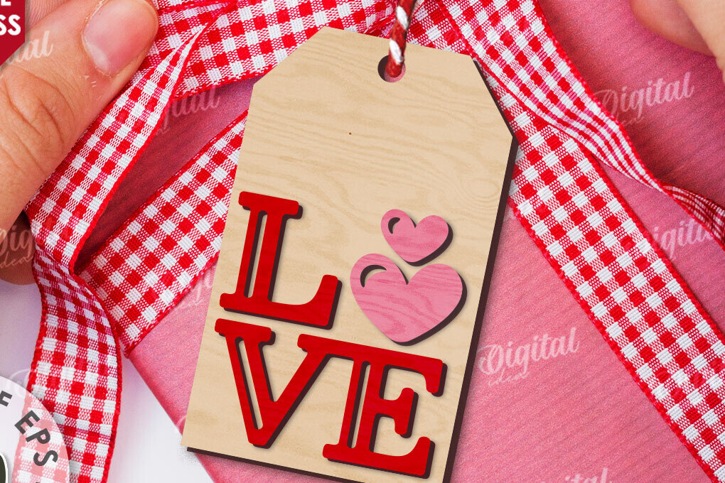 Σετ των 2 Intra απο ξύλο plywood 3mm-4mm πάχος – Ετικέτα δώρου για την ημέρα του Αγίου Βαλεντίνου Δίασταση  20x20 cm INTRAFABR-110182327