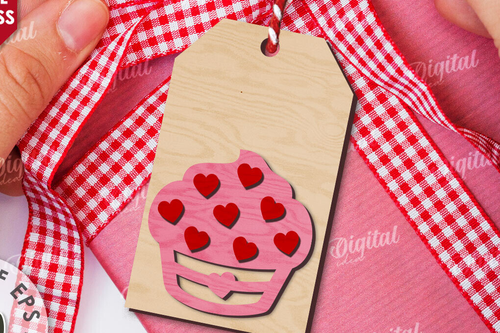 Σετ των 2 Intra απο ξύλο plywood 3mm-4mm πάχος – Ετικέτα δώρου για την ημέρα του Αγίου Βαλεντίνου Δίασταση  20x20 cm INTRAFABR-110182420