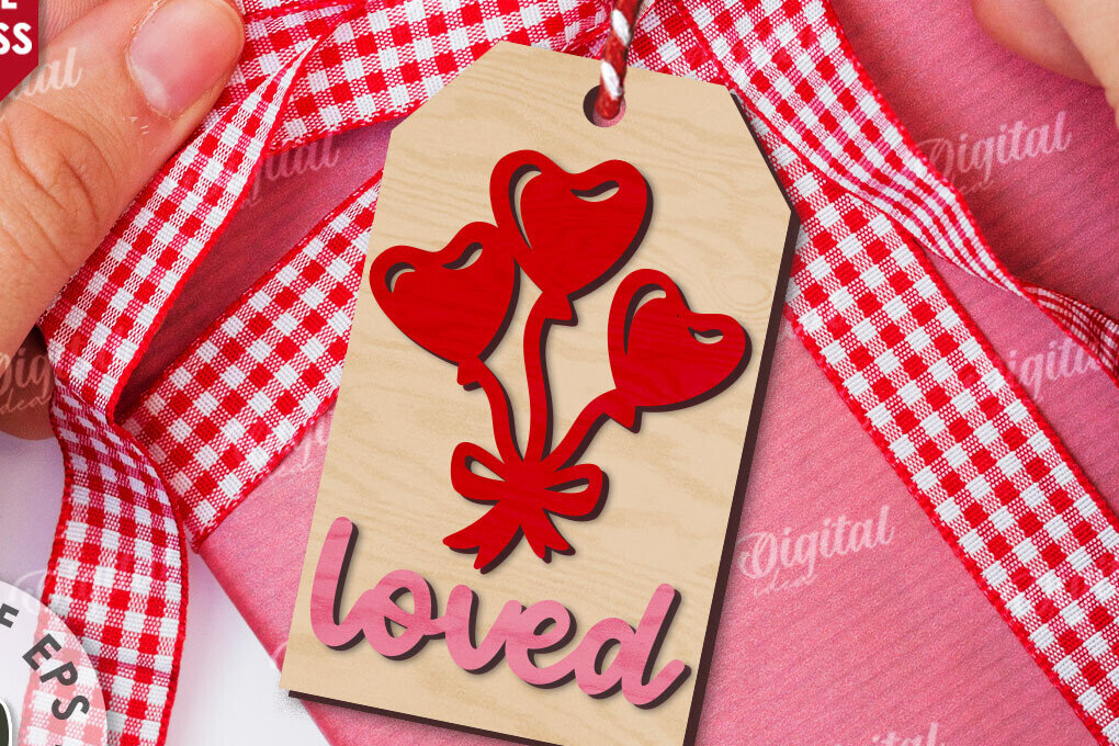 Σετ των 2 Intra απο ξύλο plywood 3mm-4mm πάχος – Ετικέτα δώρου για την ημέρα του Αγίου Βαλεντίνου Δίασταση  20x20 cm INTRAFABR-110182486