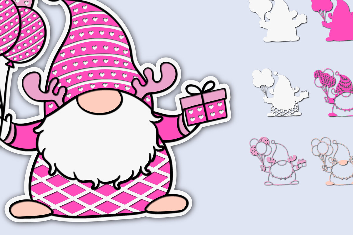 Σετ των 2 Intra απο ξύλο plywood 3mm-4mm πάχος – Ημέρα του Αγίου Βαλεντίνου Gnome 4 Δίασταση  20x20 cm INTRAFABR-57613114