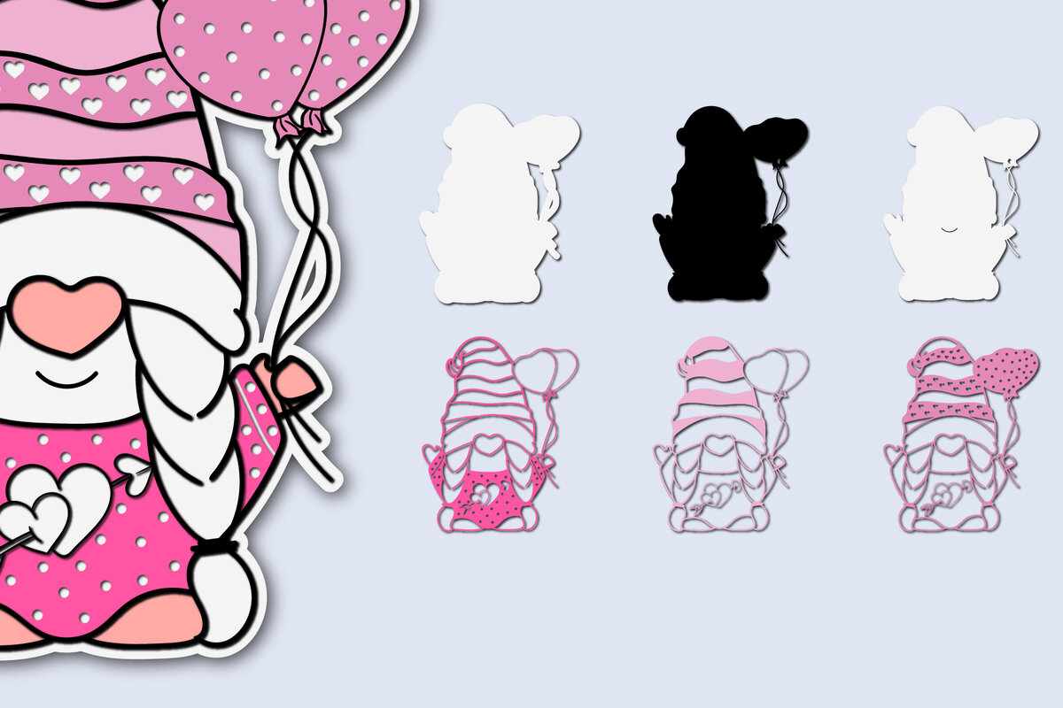 Σετ των 2 Intra απο ξύλο plywood 3mm-4mm πάχος – Ημέρα του Αγίου Βαλεντίνου Gnome 8 Δίασταση  20x20 cm INTRAFABR-57497939