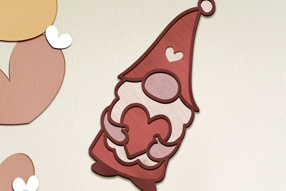 Σετ των 2 Intra απο ξύλο plywood 3mm-4mm πάχος – Πρότυπο κοπής Gnome ημέρας του Αγίου Βαλεντίνου Δίασταση  20x20 cm INTRAFABR-86686578