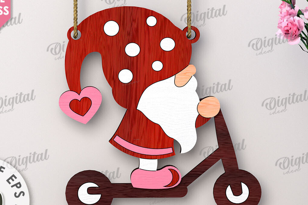 Σετ των 2 Intra απο ξύλο plywood 3mm-4mm πάχος – Κοπή λέιζερ Gnome για την Ημέρα του Αγίου Βαλεντίνου Δίασταση  20x20 cm INTRAFABR-112500737