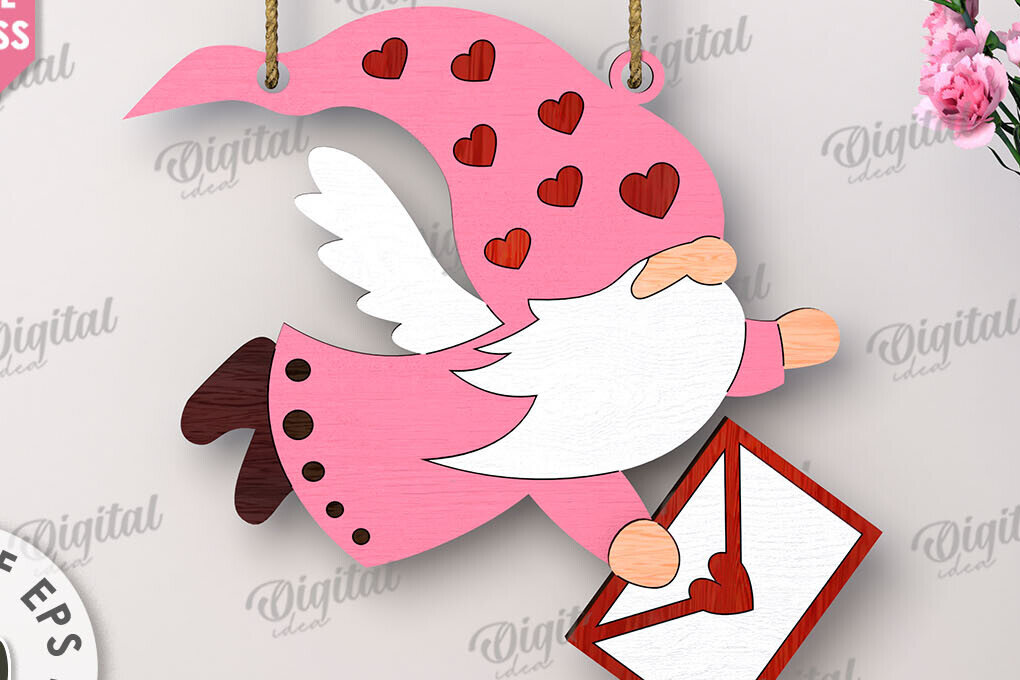 Σετ των 2 Intra απο ξύλο plywood 3mm-4mm πάχος – Κοπή λέιζερ Gnome για την Ημέρα του Αγίου Βαλεντίνου Δίασταση  20x20 cm INTRAFABR-112500604