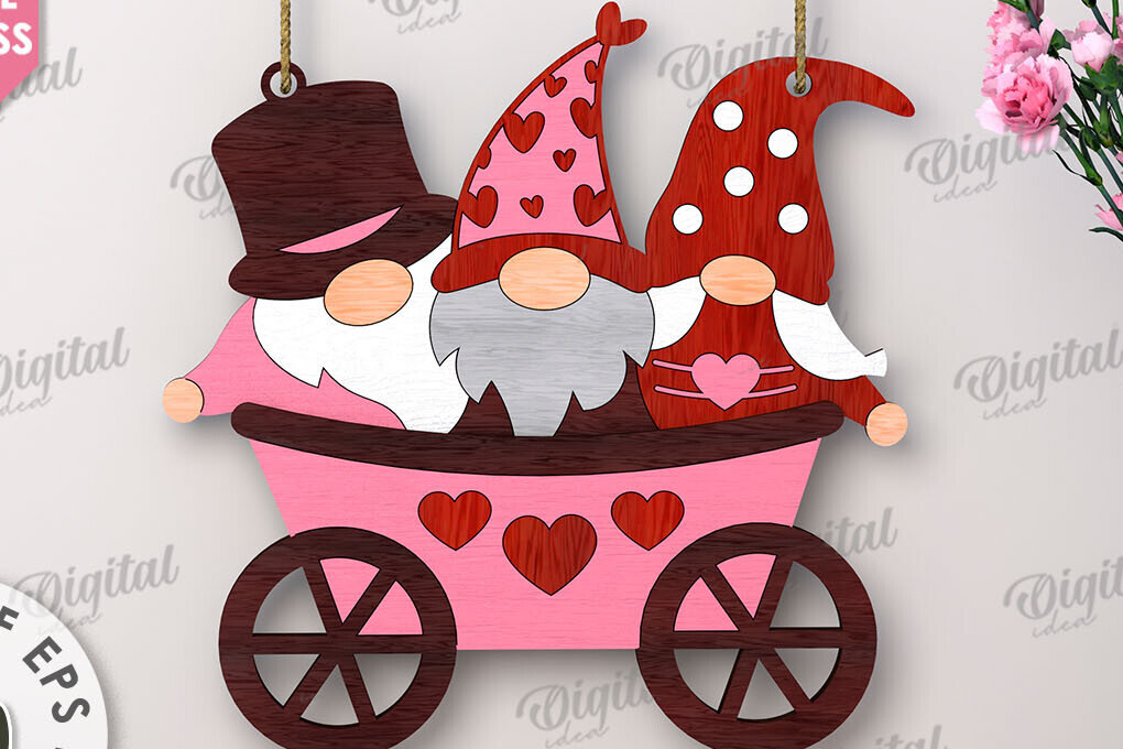 Σετ των 2 Intra απο ξύλο plywood 3mm-4mm πάχος – Κοπή λέιζερ Gnome για την Ημέρα του Αγίου Βαλεντίνου Δίασταση  20x20 cm INTRAFABR-112500668